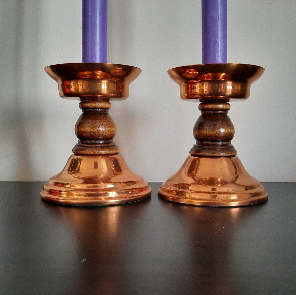Vintage Coppercraft Guild Copper & Wood Candlestick Holders - Picture 6 of 10